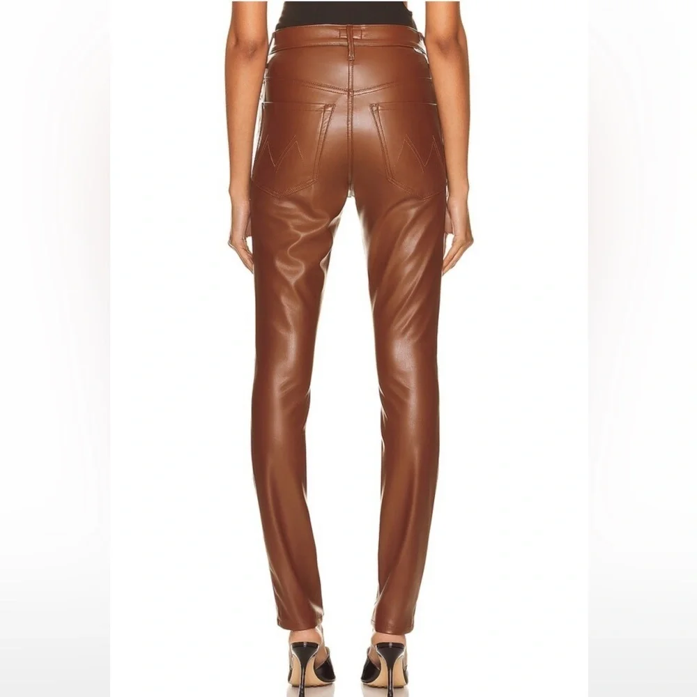 RARE MOTHER Rail Skimp Coated Pants NWT 28 High Rise Leather Look Straight Leg